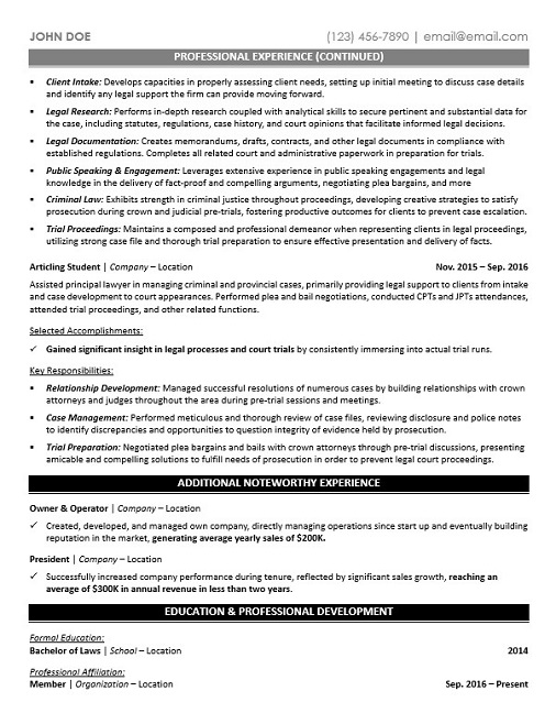 Criminal Defense Lawyer Resume Sample & Template Page 2