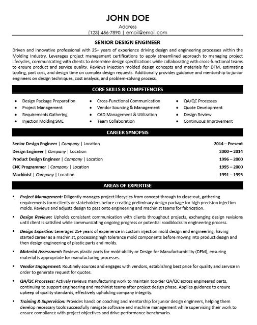 Design Engineer Resume Sample & Template