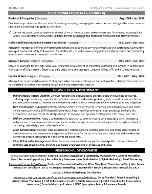 Marketing Specialist Resume Sample & Template Page 2