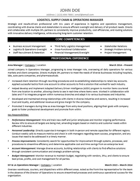 Logistics Manager Resume Sample & Template
