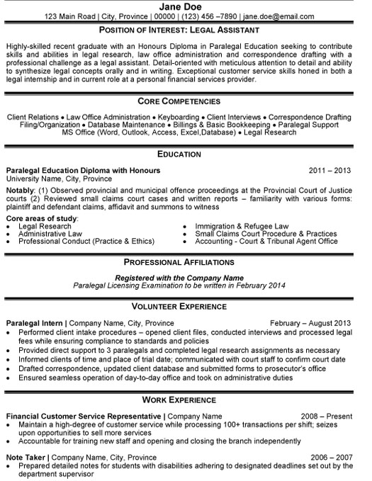 Legal Assistant Resume Sample & Template