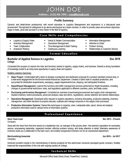 Logistics Associate Resume Sample & Template