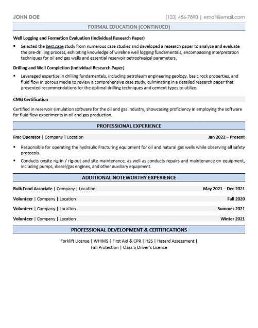 Petroleum Engineer Resume Sample & Template Page 2