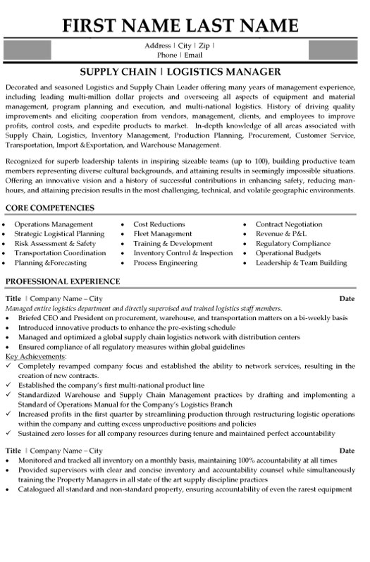 Supply Chain Professional Resume Sample & Template