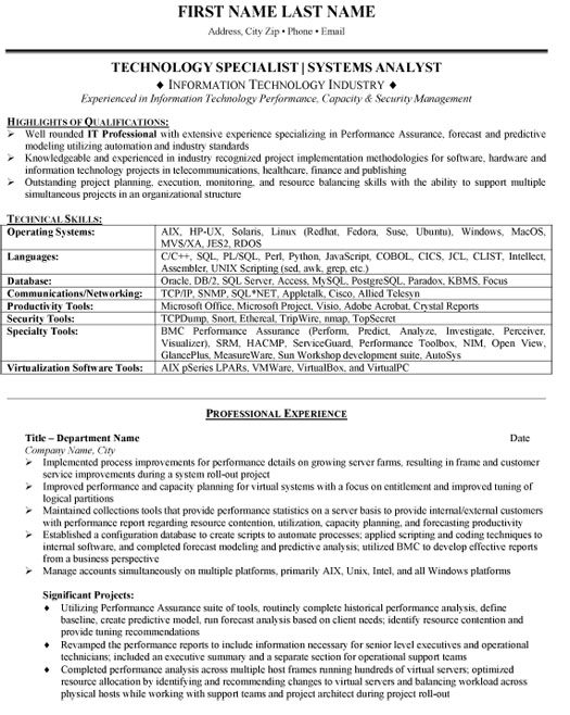 System Analyst Resume Sample & Template