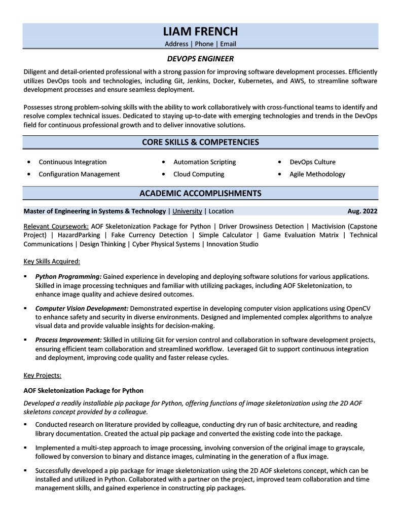 Devops Engineer Resume Sample - Engineering Resume Example 2026