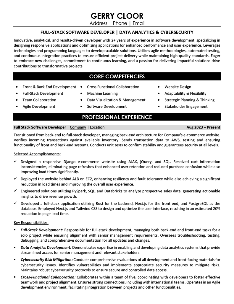 The Insider's Guide to Writing a Full-Stack Developer Resume