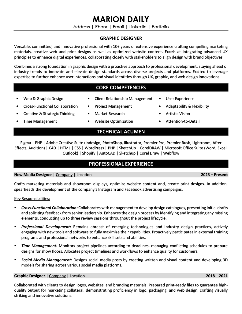 Graphic Designer Resume Sample
