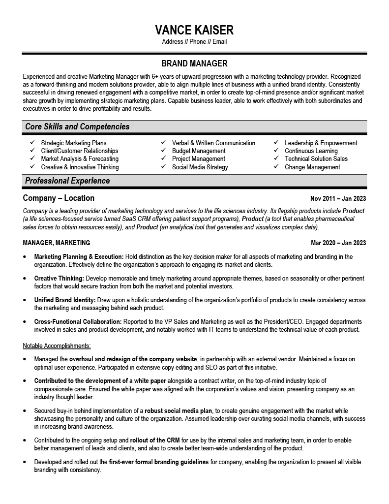 Las Vegas Marketing Manager Resume Sample - ATS-Optimized Professional Resume Example